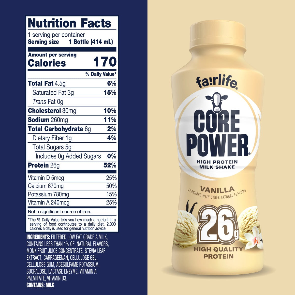 Core Power Vanilla High Protein Milkshake