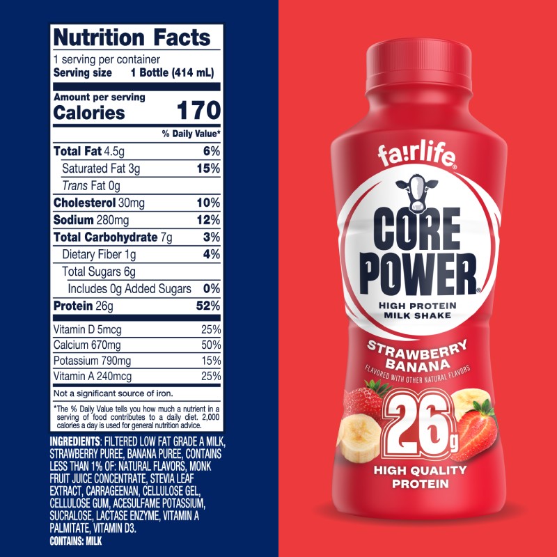 Strawberry Banana High Protein Milkshake