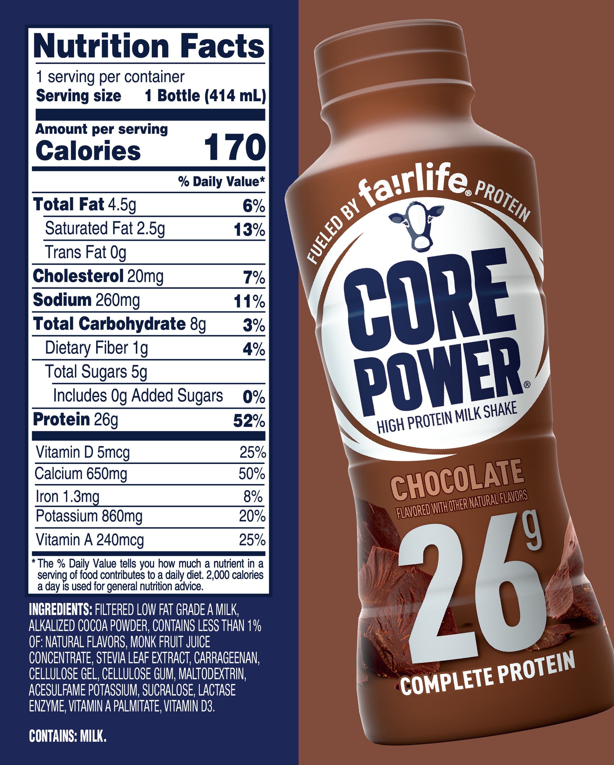 Chocolate high protein milkshake shop fairlife