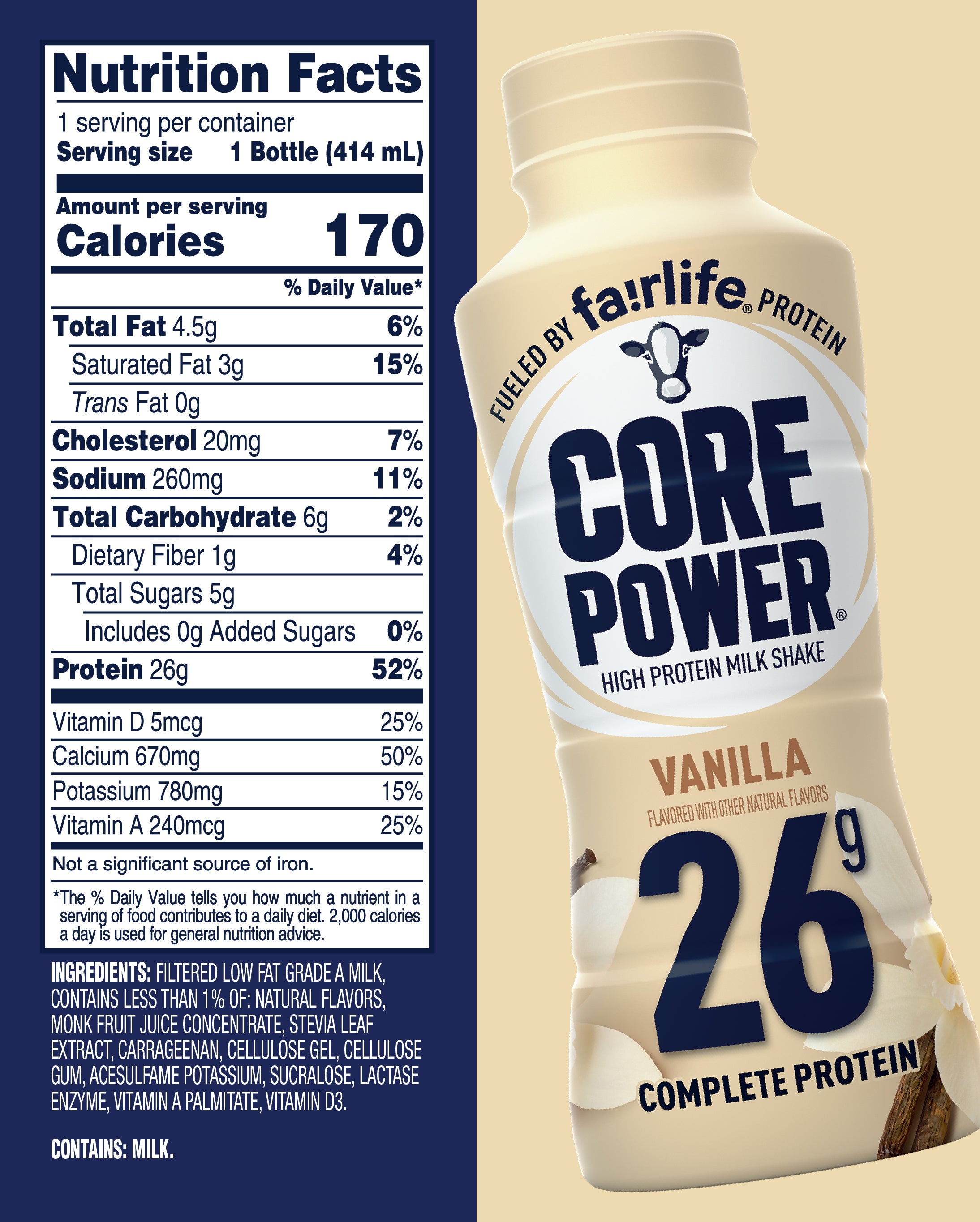 Corepower Advertisement Core Power Vanilla High Protein Milkshake – Shop fairlife